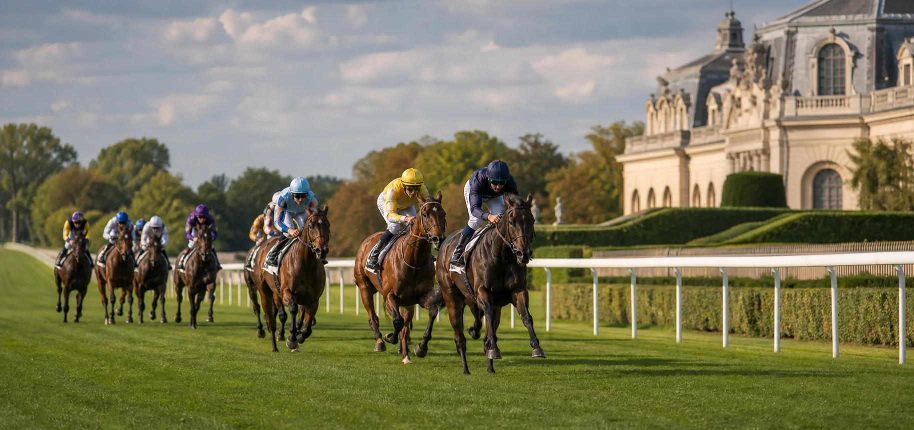 Peloton de chevaux sur un hippodrome